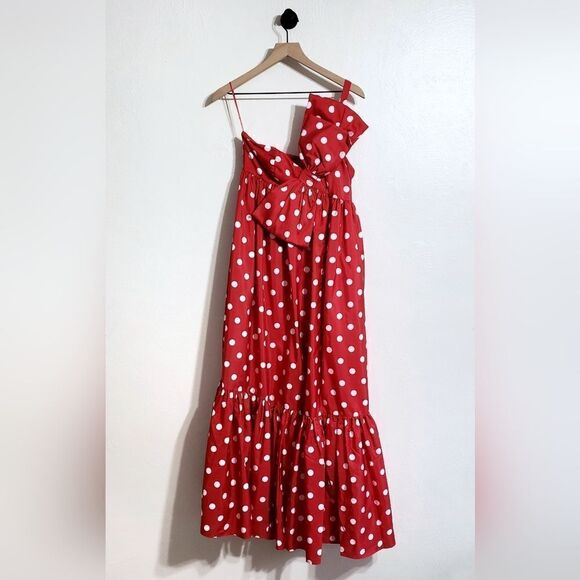 Anthropologie Atsu Sally Bow Midi Dress In Red Motif Size Small NWT - Picture 9 of 10